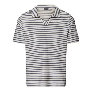 Hanro Men's Polo Shirt in Green and White Stripes - Size Medium